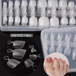 False Nails 240Pcs/set Square Toe Full Cover Natural White Clear Press On Fake Toenail Acrylic Foot Nail Art Tips For Women Girl