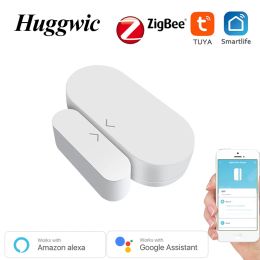 Detector Huggwic ZigBee Door Opening Sensor Wireless Smart Home Tuya Window Sensor WIFI Alarm Low Battery Alert For Alexa Google Home