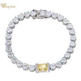 Bangles Wong Rain 100% 925 Sterling Silver Crushed Ice Cut Lab Sapphire Citrine High Carbon Diamonds Chain Bracelet Bangle Fine Jewellery