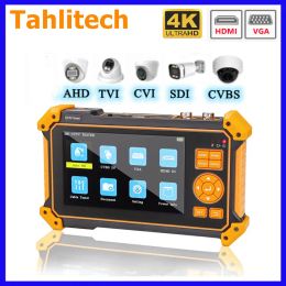 Display Tahlitech CCTV Tester Camera HD Coaxial 4K 8MP ADH TVI CVI CVBS Camera Tester with Cable Tester 5 inch TFTLCD Screen Monitor