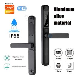 Lock Tuya WiFi App Waterproof Fingerprint Electronic Digital Smart Door Lock RFID Card Code Keyless Lock for Aluminum/sliding Door