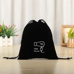 Storage Bags El Hair Dryer Set English Embroidered Canvas Bundle Pocket Cotton Drawstring Dust Bag