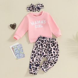 Clothing Sets Mesalynch Toddler Girls Spring Autumn Clothes Set Long Sleeve Pink Round Collar Pullover Jumper Letters Sweatshirt Elastic