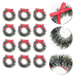 Decorative Flowers 20 Pcs Christmas Wreath Mini House Home Decoration Outdoor Decorations Miniature Landscape Artificial Garland Wreaths For