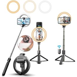 Monopods Selfie Stick with Led Fill Ring Light Tripod Phone Holder Stand Lamp for Youtube Tiktok Videos Live Stream Make Up Ringlight Luz