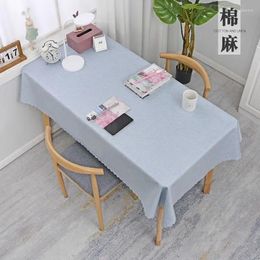 Table Cloth Chinese Tablecloth Art Cotton Linen Solid Color Rectangular Learning Household