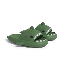 Shark Sandals Slides for Women Slippers Men Cute Novelty Cartoon Anti-Slip Open Toe Slides Summer Lightweight Shark Sandales dark green