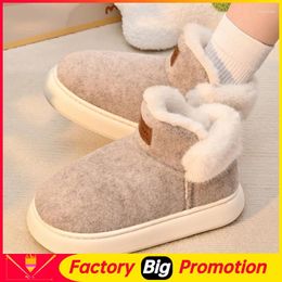 Slippers Women Winter Cotton Female Male Outdoor Boots Warm Short Plush Non-Slip Couples House Footwear Botas