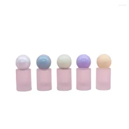 Storage Bottles 15ml Crimpless Fragrance Botttle Atomizer Empty Cosmetic Refillable Ball Shape Lid Round Frost Glass Perfume Spray 10Pcs