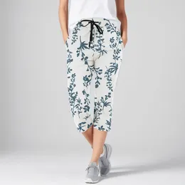 Women's Pants For Women Trendy Summer Floral Solid Pockets Elastic Belt Waist Mid Long Length Trousers Wide Leg Sweatpants