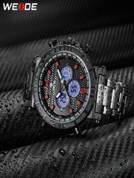 WEIDE Men Business Alarm Chronograph Digital Analog metal case belt Strap Bracelet Quartz Wristwatches Clock Relogio Masculino5812898
