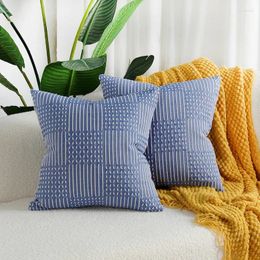 Pillow DUNXDECO Geometric Knitting Cover Cotton Texture Yellow Blue Case Patio Home Cojines Modern Sofa Chair Bedding