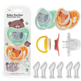 Miyocar Unique Design Baby Pacifiers Bring Replacement Nipple 2 Pcs Includes All Sized Silicone Teat for Boy and Girl 240322