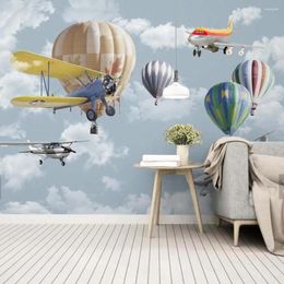 Wallpapers 3D Carton Circraft Kids Bedroom Mural Wall Painting Modern Art Living Room TV Sofa Backdrop Wallpaper Plane Aeroplane