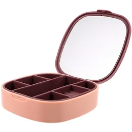 Decorative Plates Mini Jewellery Travel Case Earring Holder Storage Necklace Organiser Makeup Mirror