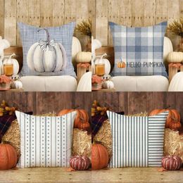 Pillow Blue Striped Peasant Throw Pillowcase 40x40 Pumpkin Decoration Autumn Thanksgiving Decorations Modern Cover