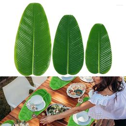 Decorative Flowers Green Tropical Artificial Banana Leaf Placemats Table Decoration Heat Resistant Drink Cup Coasters Faux Pad Dining Mats