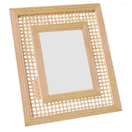 Frames Wall Hanging Woven Picture Frame Wedding Po Moroccan Boho Solid Wood Decorative