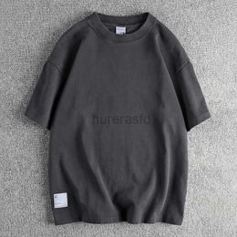 Men's T-Shirts 300g Heavy Washed 100% Cotton Men Blank T Shirts Summer Half Sleeve Loose Solid T-shirts for Youth Male Casual Plain Tees Tops 2445