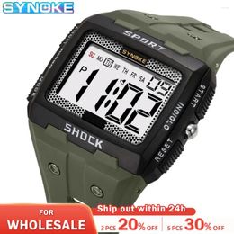 Wristwatches SYNOKE For Men Sports Electronic Watch Waterproof Night Glow Large Screen Square Student Outdoor Running Camping