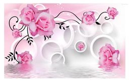 Wallpapers Pink Rose Wallpaper Flower 3d Wall Murals For Living Room Home Decoration