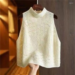 Women's Vests 2024 Sweater Vest High Sense Fashion Hollow Crochet Soft Waxy Wind Outside The