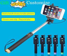 Nonslip Remote Wired Selfie Stick With Button Portable Extendable Phone Monopod Handheld SelfPole for iPhone Android Samsung3672072