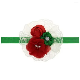 Hair Accessories 10 Pcs/lot 10.5cm Christmas Lace Chiffon Pearl Rhinstone With Headband Fashion