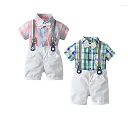 Clothing Sets 0-24M Born Baby Clothes Summer Boys Set Gentleman Rompers Overalls Kids Outfit Infant Suit