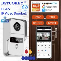 Doorbells Tuya App 1080P H.265 Protocol Wifi Video Doorbell Intercom IP Camera Support Alexa Door Lock Remote Control Unlock RJ45 to POE