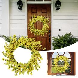 Decorative Flowers Artificial Wooden Wreath 18 Inch Wood Leaves Golden Eucalputs Small With White Pumpkin Outdoor Battery Operated