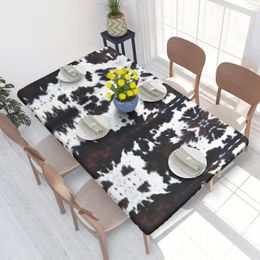 Table Cloth Rectangular Elastic Edged Cover Tablecloth Fit 4FT Animal Skin Leather Texture