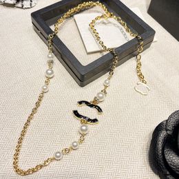 Luxury High Quality Designer Brand Channel Necklaces Crystal Pearl Brand Letter Pendants Choker Pendant Necklace Chain Jewellery Accessories Copper Material