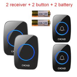 Doorbell Wireless Doorbell Battery included, Waterproof Remote with AC Power Plug Smart Door Bell 1 Button to 2 Receivers Directly use