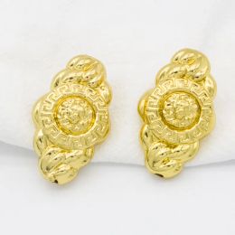 Earrings Dangle Drop Earrings For Women Lionhead Embossed Clip Ears Golden Earrings For African Dubai Lady Jewelry Acccessories Gifts