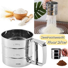 Baking Tools Pastry Flour Sifter Stainless Steel Handheld Semi-Automatic Pressing Sieve Cup Sugar Powder Shaker Bakeware