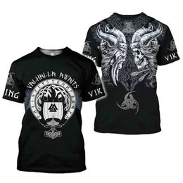 Men's T-Shirts 2022 summer new mens viking 3dt shirt print clothes craze punk t-shirt harajuku mens top 2445