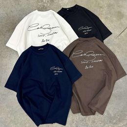 24ss designer luxury fashion brand Cole Buxton minimalist cursive signature slogan printed short sleeved T-shirt