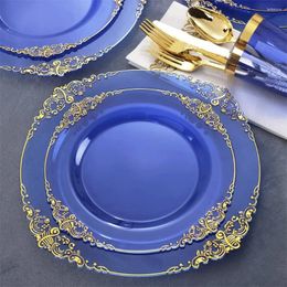 Disposable Dinnerware 25 Pack Plates Include 10.25inch Dinner & 7.5inch Dessert Heavy-Duty Eco-Friendly For Party/Wedding