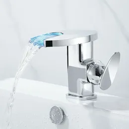 Bathroom Sink Faucets LED Changing Mixer Tap Hydropower Faucet All Copper Cold And Water Basin Temperature Color Change