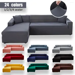 Chair Covers Gray Black Sofa For Living Room Solid Color Elastic Furniture L Shape 1 2 3 Seater Couch Protection Cover