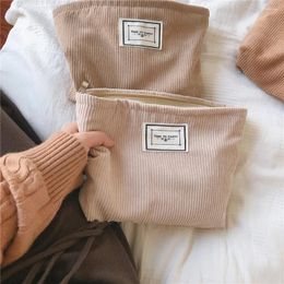 Cosmetic Bags Soft Corduroy Makeup Bag For Women Large Solid Colour Travel Storage Organiser Girl Beauty Case