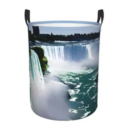 Laundry Bags Waterfalls On Krka River Printed Basket Storage Hampers Dirty Clothes Circular Hamper For Bedroom Room