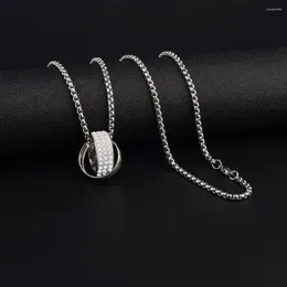 Chains Steel Clavicle Chain Gift Copper Korean Style Choker Men Sweater Jewelry Accessories Double Ring Pendant Necklace