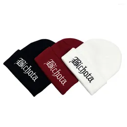 Berets Fashion Personality Letter Embroidery Knitted Hat Warm Soft Wool Bonnet Hip Hop Ski Skullies Beanies Caps Boys Gifts