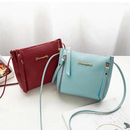 Shoulder Bags PU Leather Messenger Litchi Pattern Pure Colour Women Fashion Satchel Handbags For Daily Shopping