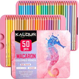 Pencils KALOUR Macaron Pastel Coloured Pencils,Set of 50 Colors,Artists Soft Core,Ideal for Adults Kids Drawing Sketching Shading