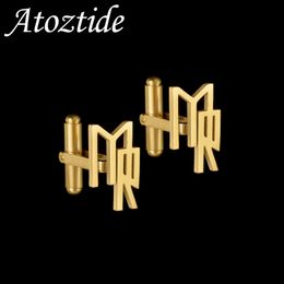 Atoztide Personalised Custom Cufflinks for Men Shirt Cuff Buttons Big Letter Initials Jewellery Wedding Gifts Accessories 240403