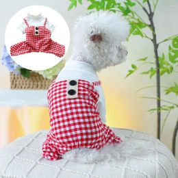 Dog Apparel Plaid Pet Outfit Classic Pattern Jumpsuit With Button Design For Comfortable Stylish Summer Spring Clothes