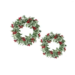 Decorative Flowers Christmas Wreath Red Berries Green Leaves Housewarming Holiday Garland For Living Room Home Dining Party Garden